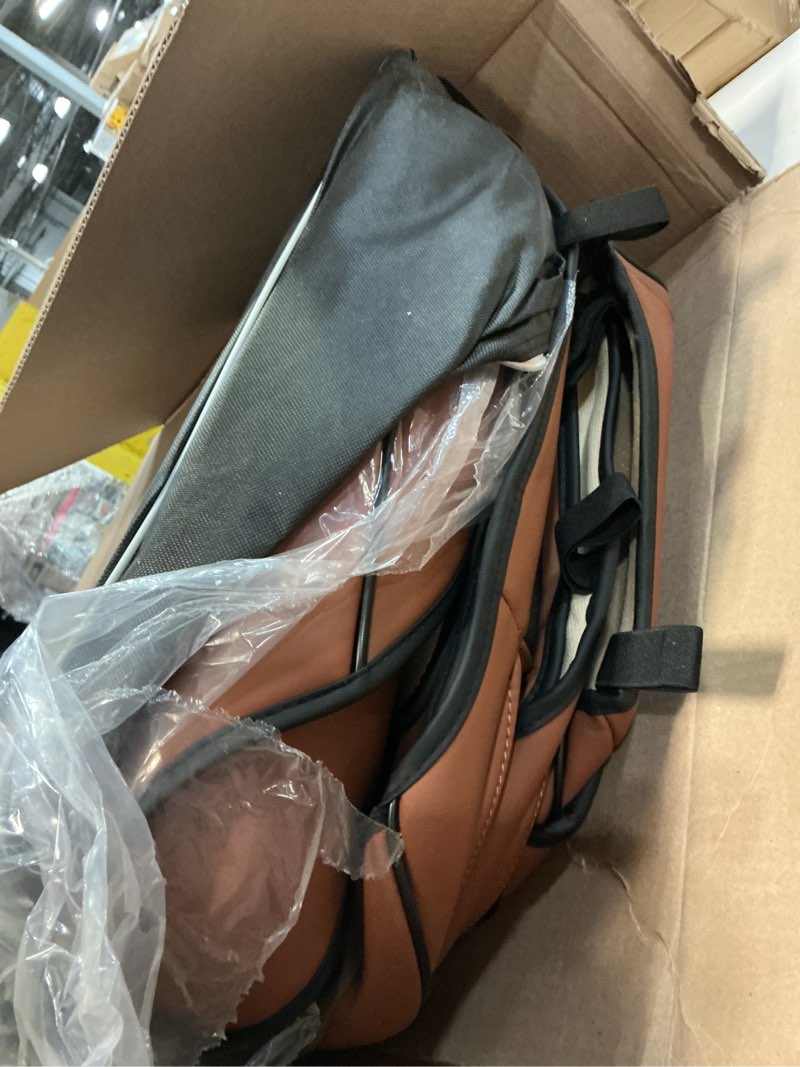 Condition photo showing Good Condition for Black Brown Car Seat Covers Full Set, Luxury Leather Brown Seat Covers for Front and Rear Seats Waterproof Anti-Slip Full Wrapped Universal Fit for Most 5-Seater Cars SUVs Full Set Brown Black