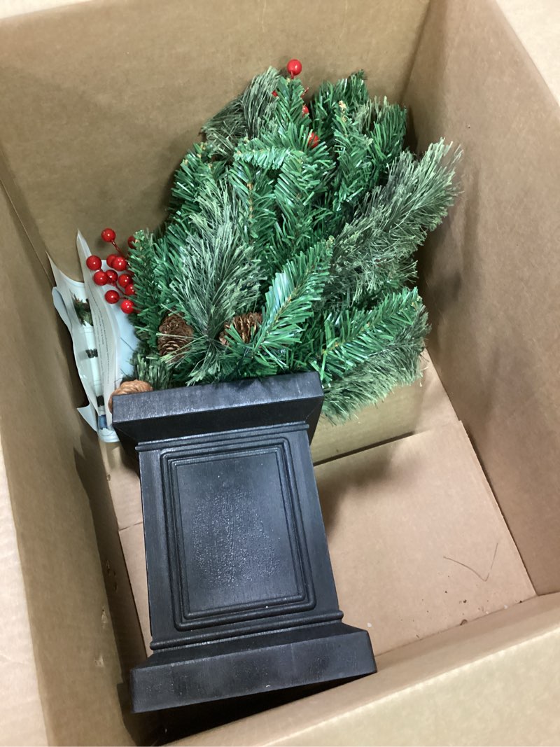 Condition photo showing Good Condition for Seasonal Expressions 3.6 Ft Artificial Christmas Tree with Pinecones and Red Berries, Decorative Pla