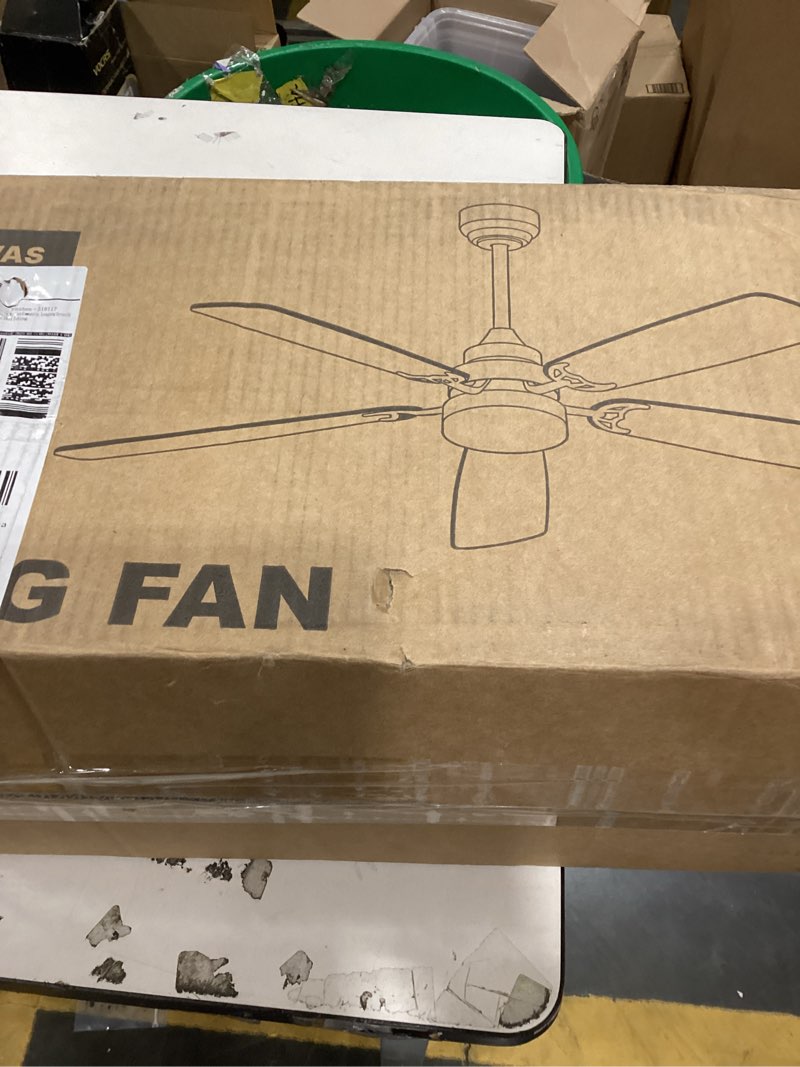 Condition photo showing New/Like New for 72 Inch Large Ceiling Fans with Lights and Remote, Black Ceiling Fan with Quiet DC Motor, 3CCT Dimmable, 3 Downrods, 8 Dual Finish Blades Industrial Ceiling Fan for Kitchen Living Room Patio Black and Walnut Wood Blades 72 Inch Large Ceiling Fan