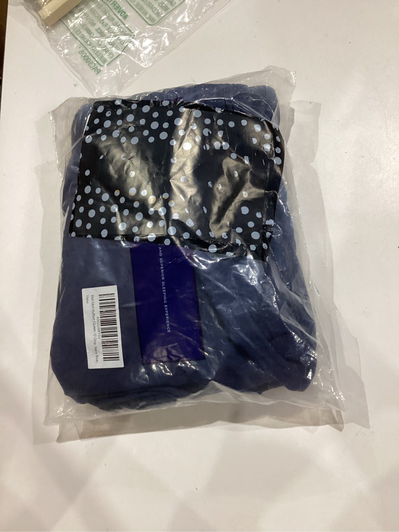 Condition photo showing Good Condition for wrap around dust ruffle bed skirt - navy blue - for queen size beds with 12 inch drop - elastic strap - adjustable pleated bedskirt with brushed fabric and wrinkle free - for women, men, kids & teens queen 12" - drop 18 - navy blue