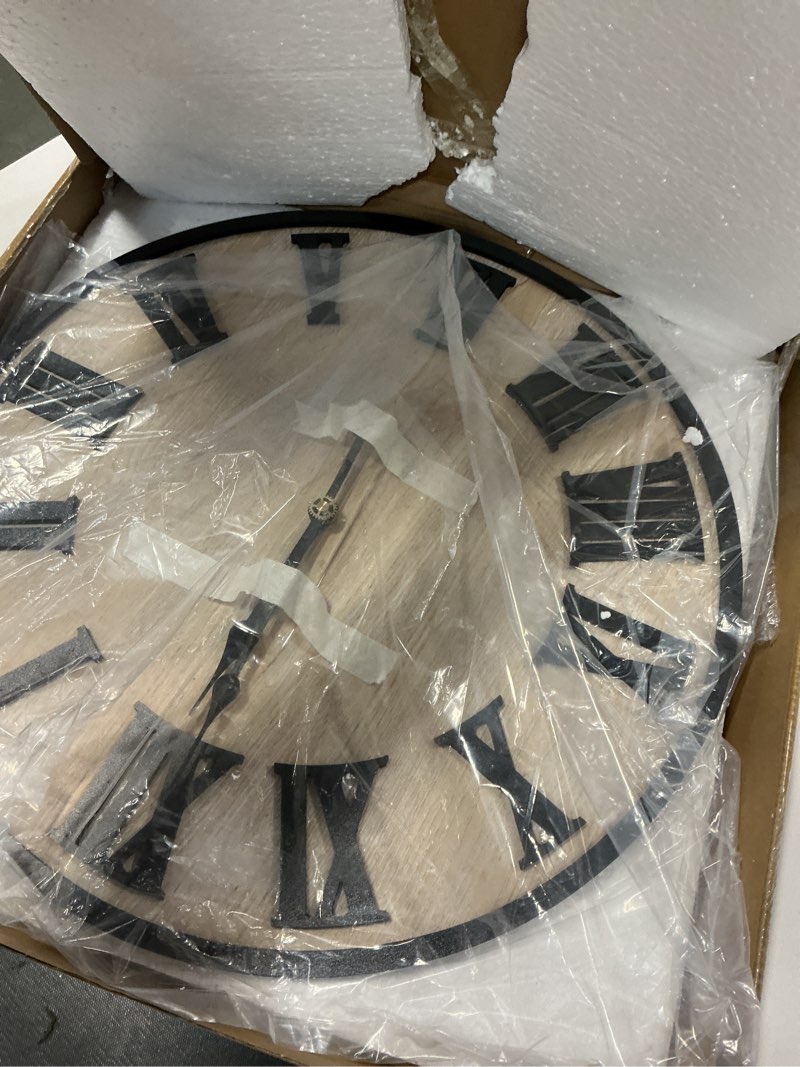 Condition photo showing Good Condition for Roivikis Large Wall Clocks, Wooden Silent Non-Ticking Farmhouse Wall Clock for Living Room Decor wit