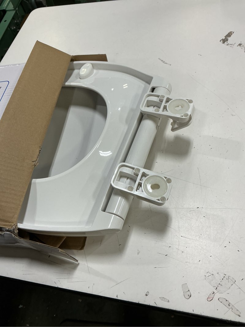 Condition photo showing As Is for WSSROGY Toilet seat Elongated with Slow Close Hinges, Four Bumpers Never Loosen and Easily Remove, Two Sets of Parts, Plastic, White Elongated White - Adult Seat