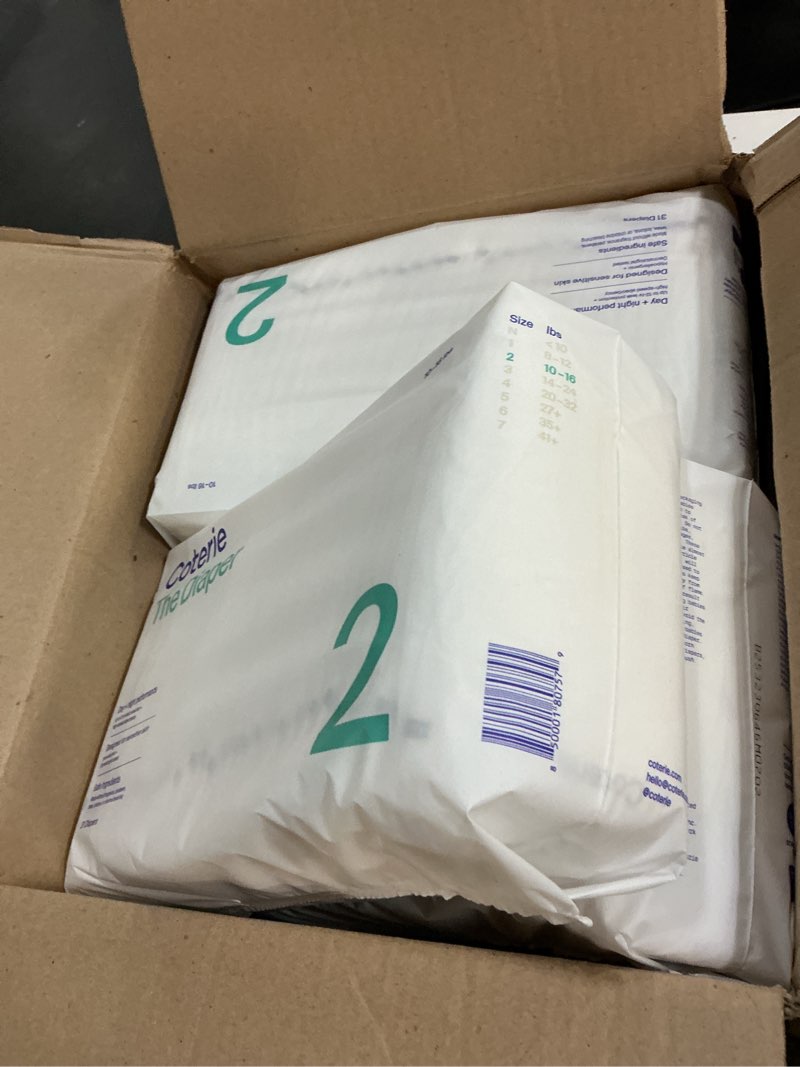 Condition photo showing New/Like New for Coterie Baby Wipes + Diapers Kit, Size 2 Diapers (186 Count) & 12 Pack (672 Count) Baby Wipes with 99% Water, Plant Based Materials, Hypoallergenic for Sensitive Skin Size 2 (186 Count) + Wipes (12 Packs)