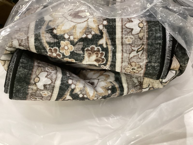 Condition photo showing Good Condition for washable living room area rug: 8x10 oriental stain resistant rugs for living room medallion non-slip carpet for dining room soft distresses floor mat for bedroom home office (8x10 black) 8' x 10' (rectangular) black