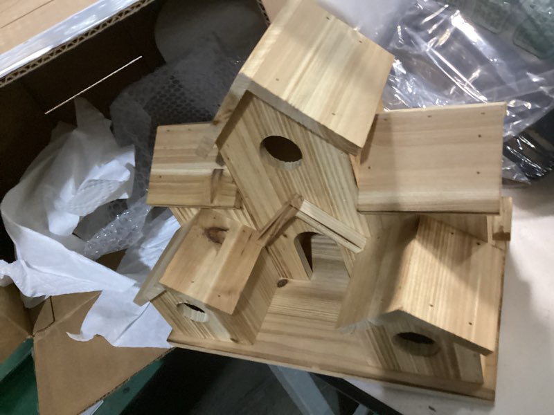 Condition photo showing Good Condition for Wooden Bird House, Paint Outside Decor Unfinished Hanging Sleeping Birdhouse, Unpainted Mini Feeder Small Humming Bird Sheltered Warm Place for Indoor Outdoor Garden