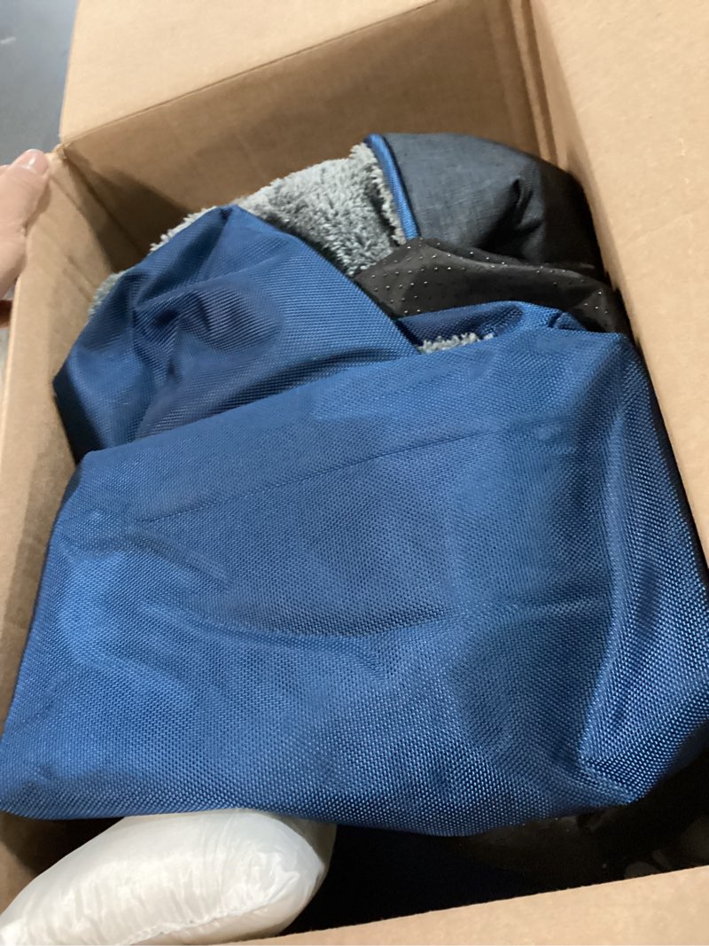 Condition photo showing Good Condition for Orthopedic Dog Beds Medium Sized Dog, Durable Egg Crate Foam Sofa Dog Bed with Washable Removable Cover, Waterproof Lining, Pet Beds for Medium Dogs, Navy 26.4"L x 21.7"W x 6.2"Th Navy Blue-Velvet