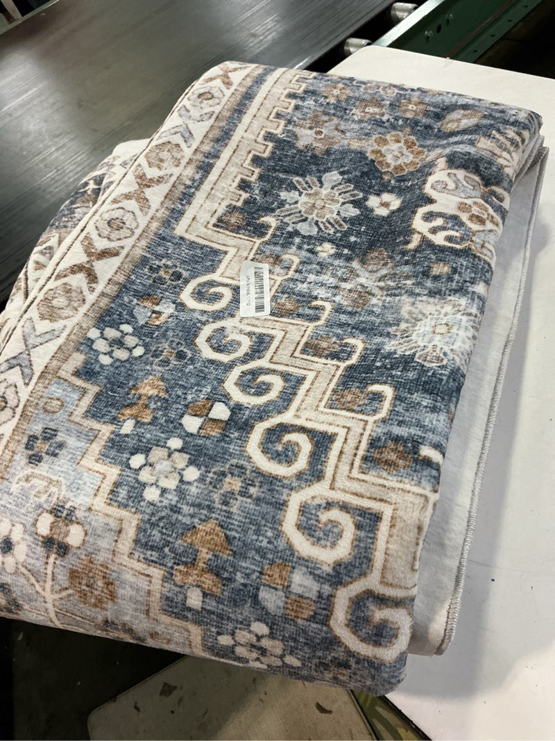 Condition photo showing Good Condition for zesthome 7x9 area rug, super soft washable rugs for living room, non-slip stain resistant vintage rugs, ultra-thin large area rugs (blue/beige,7'x9') blue/beige 7' x 9' (rectangular)