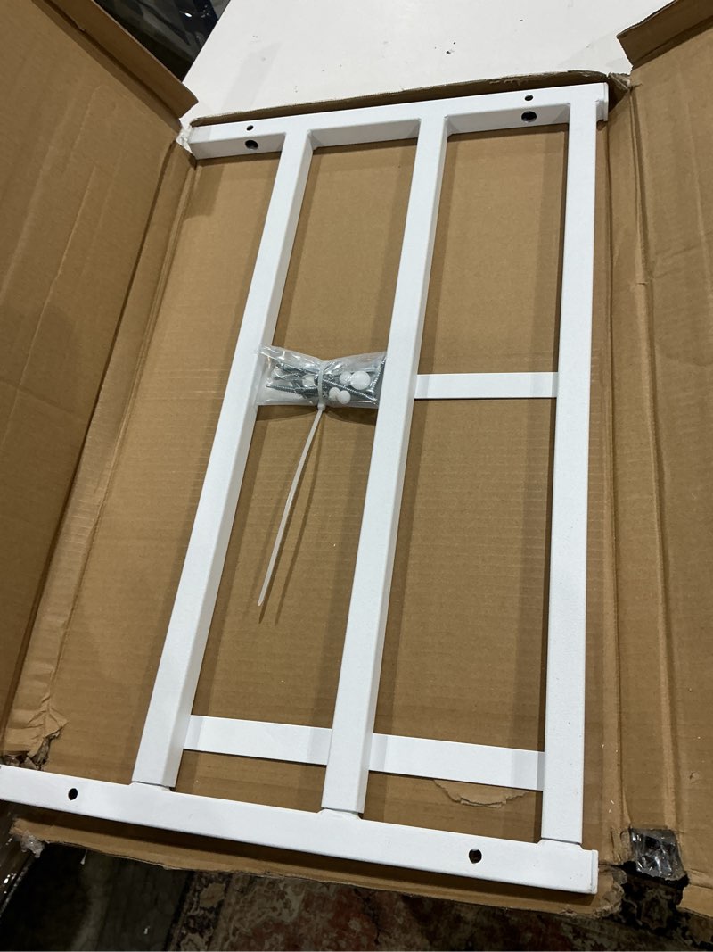 Condition photo showing Good Condition for fixed window safety guard 14”x 38” adjustable width prevents accidental falls, non-egress, tamper resistant screws included, white, single pack 14x38 inches