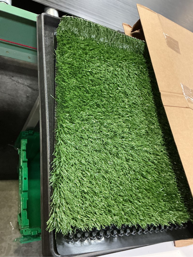 Condition photo showing Good Condition for artificial grass puppy pee pad for dogs and small pets - 20x25 inch, reusable 3-layer turf pads for dogs with tray - indoor and outdoor fake grass potty pet supplies by petmaker medium 3-layer system