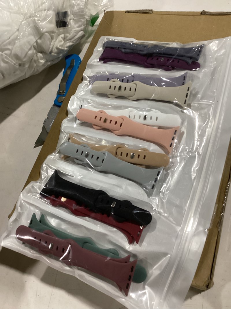 Condition photo showing Good Condition for Lerobo 12 Pack Slim Thin Bands Compatible with Apple Watch 38mm 40mm 41mm 42mm 44mm 45mm 46mm 49mm Women Men, Narrow Soft Sport Strap Wristband for iWatch Series 11/10/9/8/7/SE/6/5/4/3/2/1/Ultra 3 2 12 Pack-Color 1 38mm/40mm/41mm/42mm(Series 11 10 )
