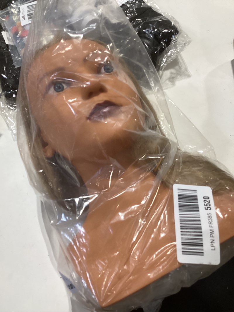 Condition photo showing New/Like New for 24" cosmetology (heavy density) with shoulder human hair mannequin manikin training head - layla (layla)