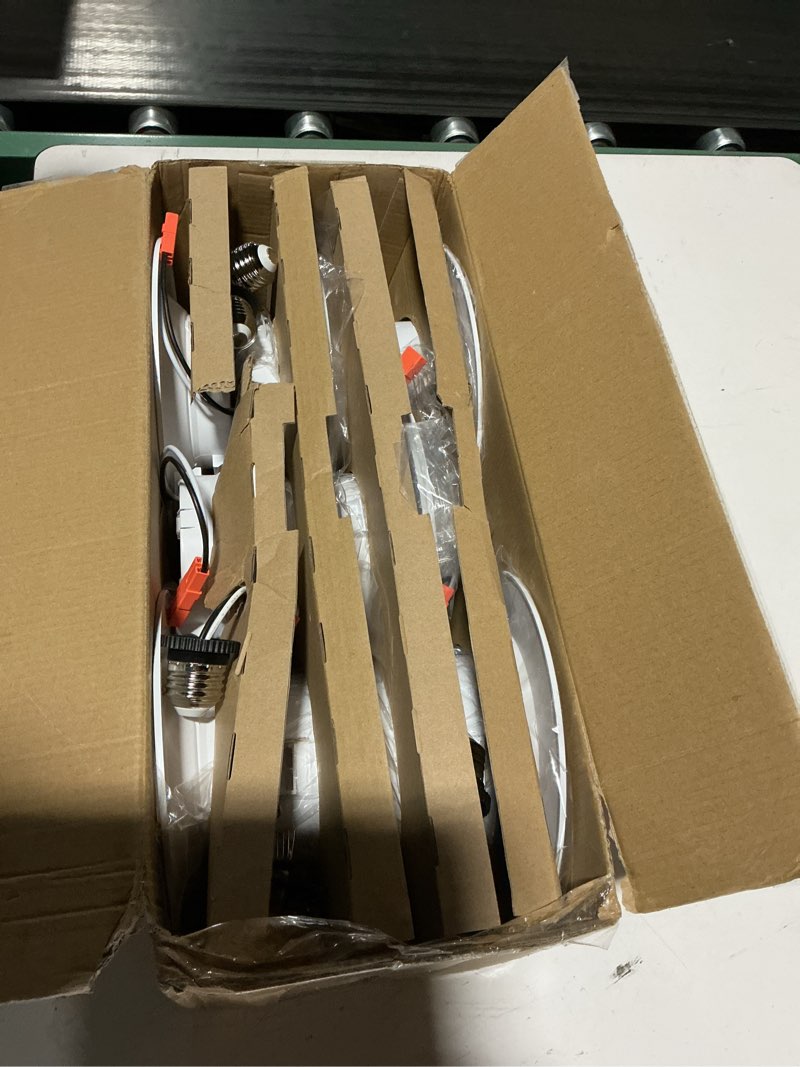 Condition photo showing New/Like New for Ensenior 5/6 Inch 5CCT LED Can Lights 12 Pack, Retrofit Led Recessed Lighting, Baffle Trim, Dimmable, 9W=110W, 1000LM, 2700K/3000K/3500K/4000K/5000K Selectable, IC Rated - ETL & FCC 6 Inch 5000k/4000k/3500k/3000k/2700k - 5cct White