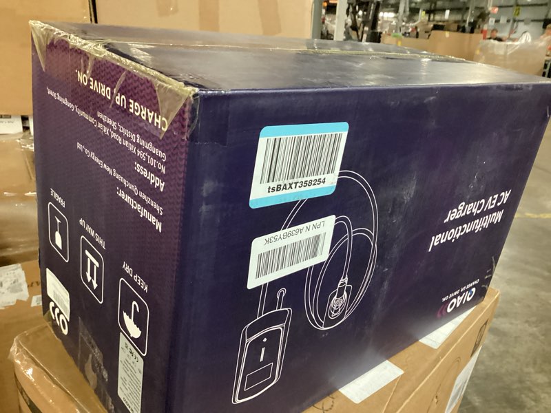Condition photo showing New/Like New for qiao level 2 ev charger, up to 40a electric car charger, wi-fi bluetooth app enabled evse, 4.3in display, 25ft cable, nema 14-50 plug charge station compatible with all sae j1772 ev models white