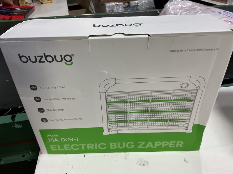 Condition photo showing New/Like New for buzbug led bug zapper indoor, 10 years lifespan 3 lamps enhance insect attraction, 3800v high-voltage, electric mosquito zapper, fruit fly mosquito moth gnat zapper, killer, trap -ma009 (matte black)