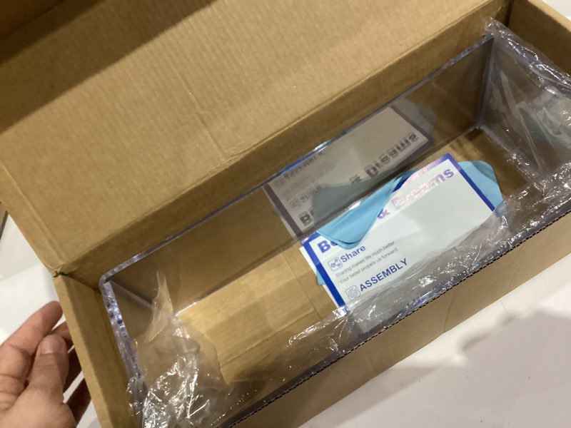 Condition photo showing Good Condition for  large acrylic risers display stands, perfume organizer stand, clear acrylic shelf for show decor display, toys, cupcake and more(12.4 x 4 x 4.6 inches)