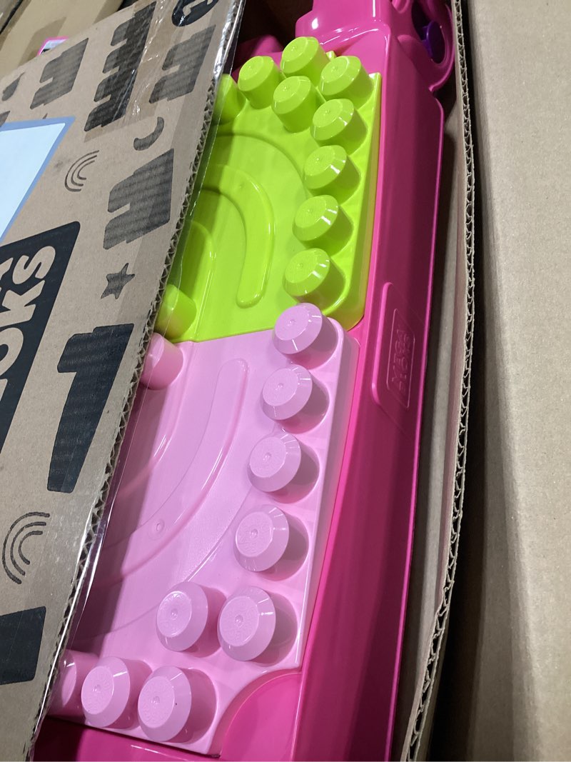 Condition photo showing Good Condition for mega bloks first builders toddler blocks toy, build ‘n learn portable activity table with 30 pieces and built-in storage, pink, kids ages 1+ years (amazon exclusive)