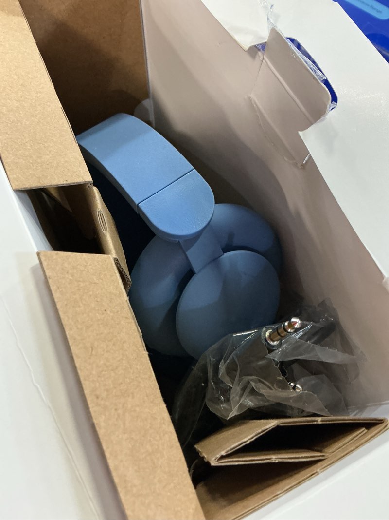 Condition photo showing As Is for onn wireless on-ear headphones, blue
