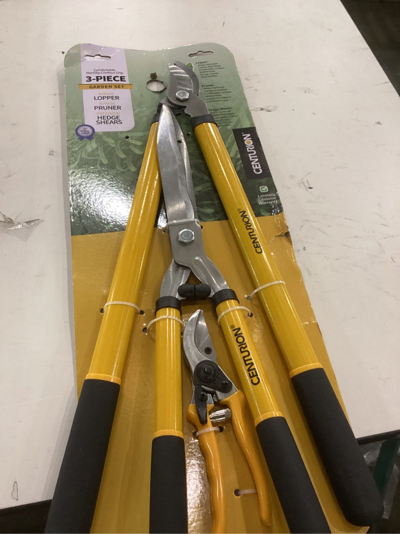 Condition photo showing New/Like New for Centurion 1222 3-Piece Lopper, Hedge Shear & Pruner Combo Set, Heavy Duty Tree, Shrub & Bush Care Kit for Lawn, Garden & Yard, Ideal for Indoor & Outdoor Gardening, Branch Cutting & Plant Trimming