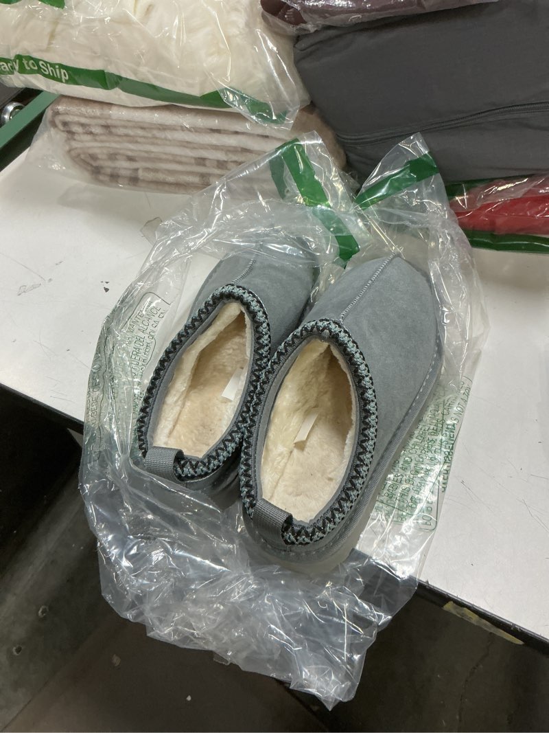 Condition photo showing Good Condition for (Size 37) Mishansha Fuzzy Suede Slippers for Women Winter Warm Fur Lined House Shoes Slip-on Cozy Mini Boots for Indoor Outdoor