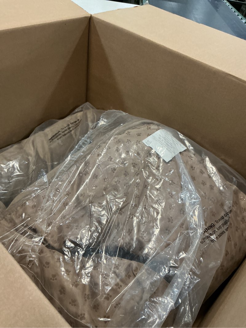 Condition photo showing As Is for SureFit Pet Otis Quilted 3-Sided Bolster Pet Bed, Waterproof Couch Protector for Dogs & Cats, Plush Fabric & Odor Control, Machine Washable Non-Slip Pet Couch Protector, Large, 46 in x 32 in, Sable Sable 46" x 32"