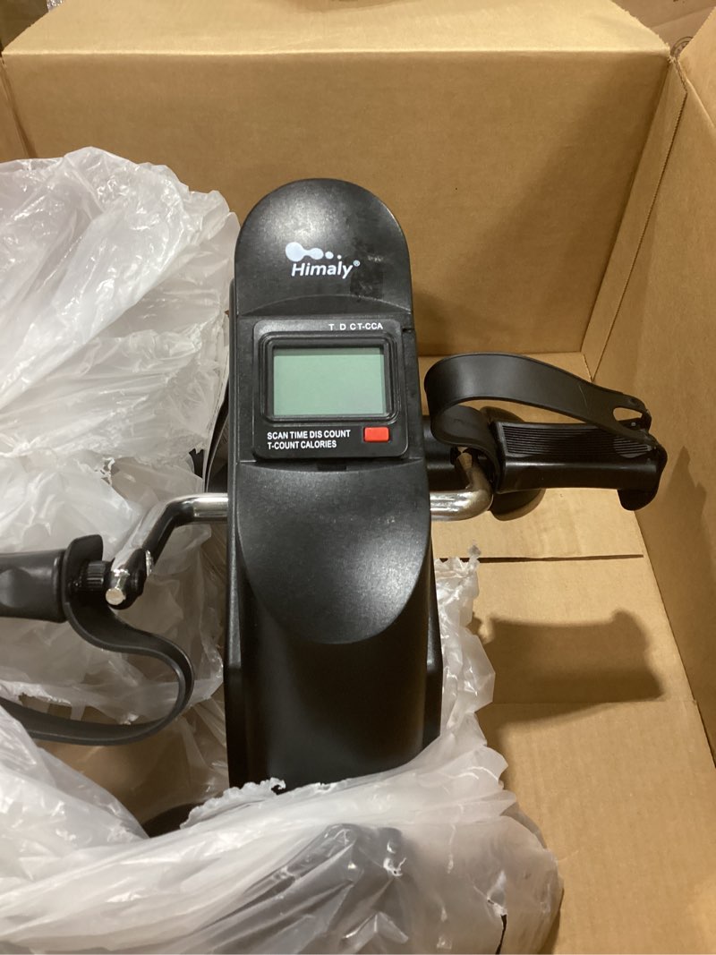 Condition photo showing Good Condition for mini exercise bike, himaly under desk bike pedal exerciser portable foot cycle arm & leg peddler machine with lcd screen displays black