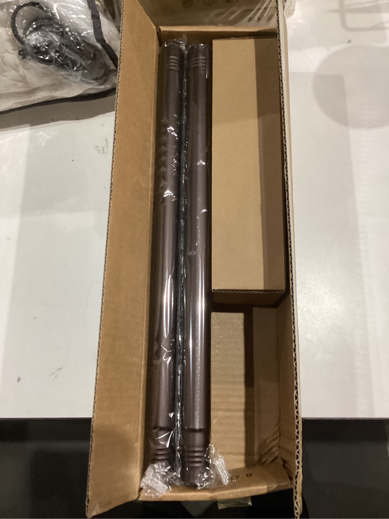 Condition photo showing Good Condition for briofox bronze curtain rods for windows 48 to 84 inch heavy duty adjustable length 1 inch diameter window curtain rods for indoor ourdoors with classic square finials 48"-88" bronze