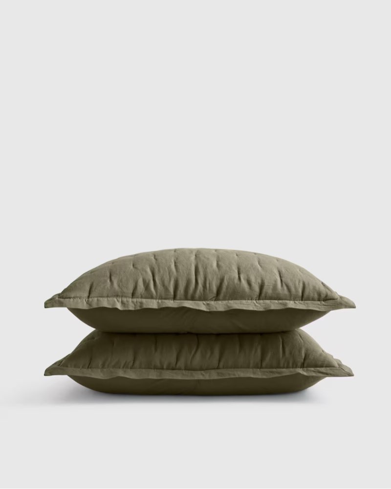  Quince European Linen Dream Sham  green Set 2 Queen 