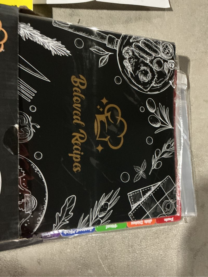 Condition photo showing Good Condition for Recipe Binder 8.5"x11" 3 Ring Set, Waterproof Full Recipe Book Binder with Plastic Sleeves, Recipes, Dividers & Labels, Blank Recipe Card Book to Write in Your Own Recipes ?blackboard Painting