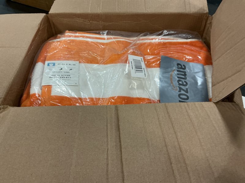 Condition photo showing Good Condition for Great Bay Home 100% Cotton Velour Oversized 4 Pack Beach Towels 35" x 70" - Orange Cabana Pool Towels - Quick Dry, Large Swim Towels for Adults and Kids