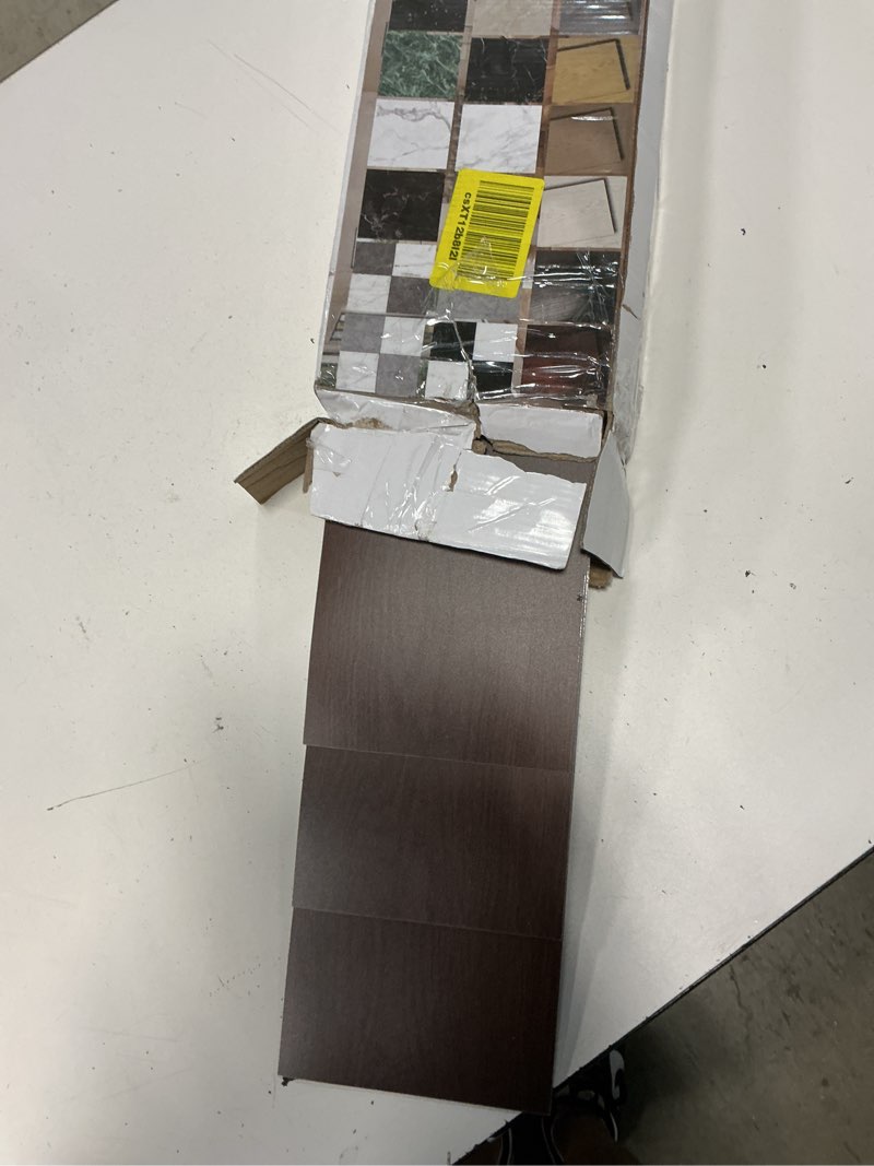 Condition photo showing New/Like New for peel and stick vinyl floor tiles upgraded 0.07-inch 36" x 6", 54 sq. ft. 36-pack, wood look waterproof self-adhesive flooring planks, diy flooring for kitchen, bathroom, living room, rv, dark brown 36x6 inch dark brown 36