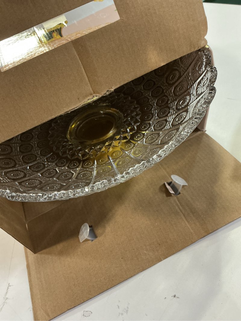 Condition photo showing Good Condition for Decorative Glass Fruit Bowl for Kitchen Counter, Crystal Clear Table Centerpiece for Dining Room Dec