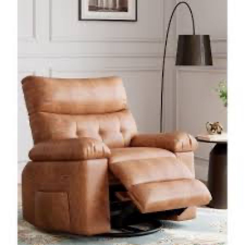 Oversized Recliner Chairs with Massage and Heat - 360° Swivel Lazy Rocking Chair for Adults with Remote Control for Living Rooms, Bedrooms and Nurseries - Beige