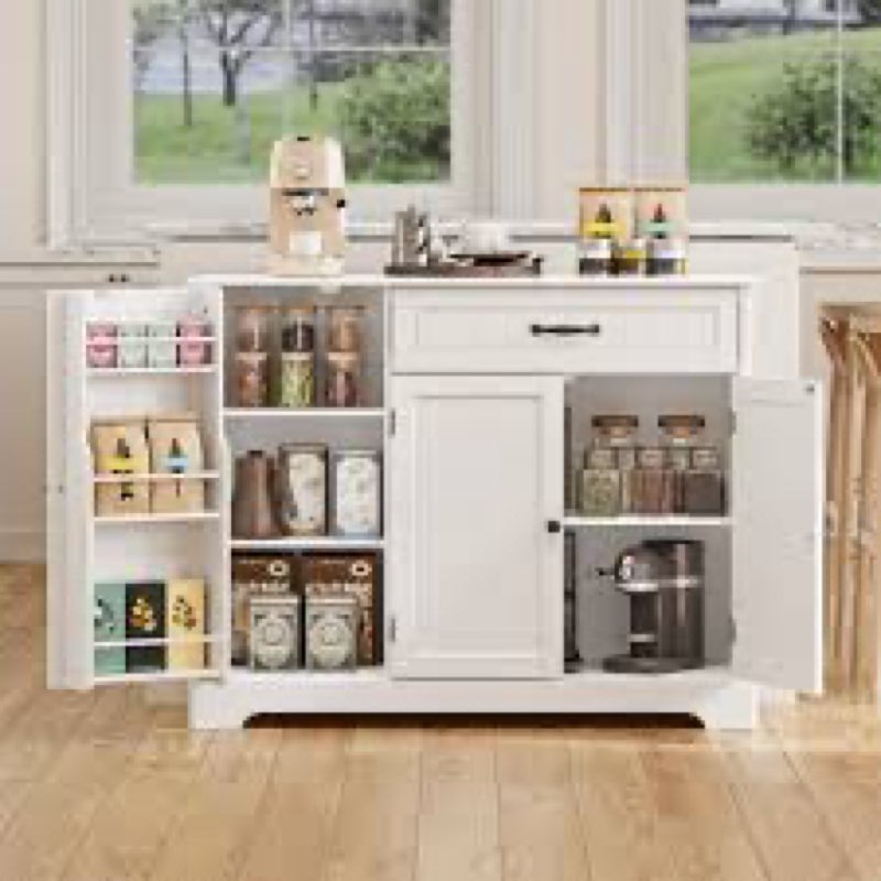 4 In 1 Multifunctional Sideboard Buffet Cabinets, Modern Sideboard With Adjustable Shelves And 6 Drawers, Coffee Bar Cabinet Storage Cabinet For Living Room, Kitchen INCOMPLETE 