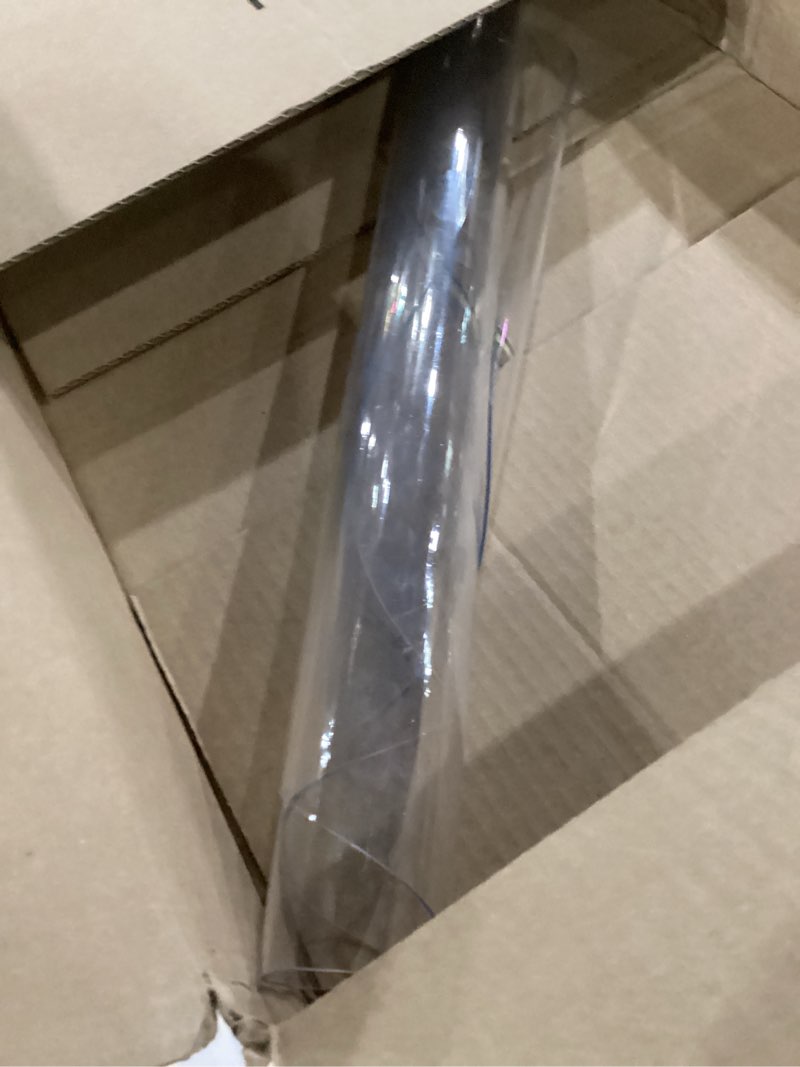Condition photo showing As Is for 22 inch round clear table protector tablecloth cover desk top pad mat for glass furniture coffee marble end bed sofa side bistro bar corner night stand dinner dining room table thick plastic pvc vinyl round clear 1.5mm 22" (round)
