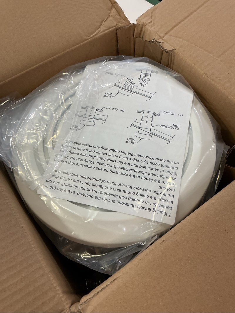 Condition photo showing Good Condition for v2262-50 7 inch bathroom exhaust fan, 50 cfm ceiling exhaust fan for 8" rough-in opening, 1.0 sones quiet effective ventilation for bathroom, kitchen, laundry room, mobile home