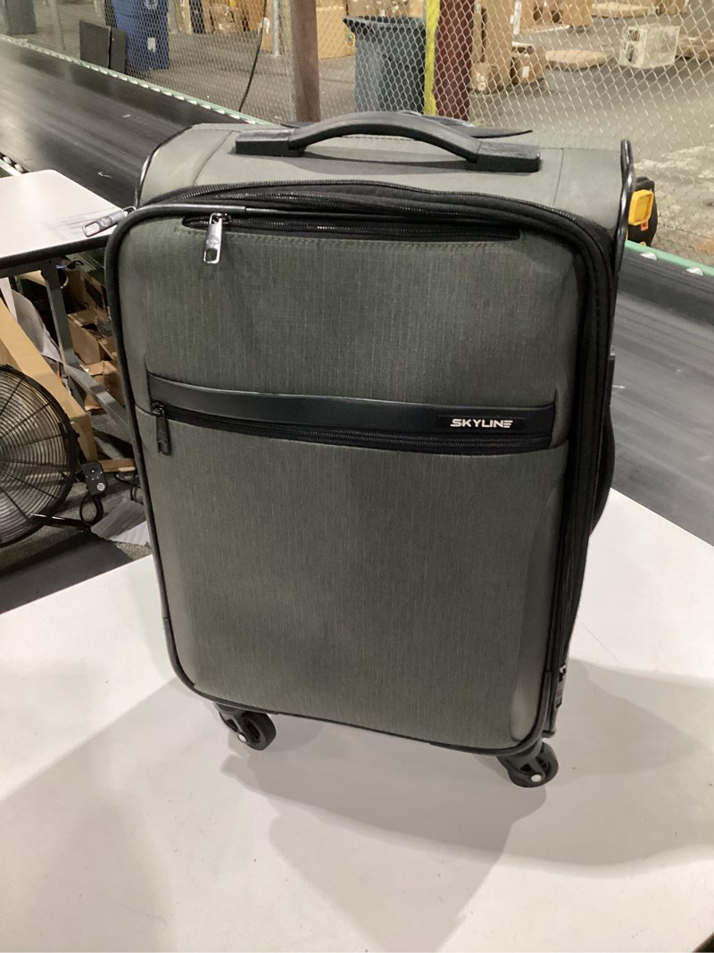 Condition photo showing Good Condition for skyline softside carry on spinner suitcase - gray heather