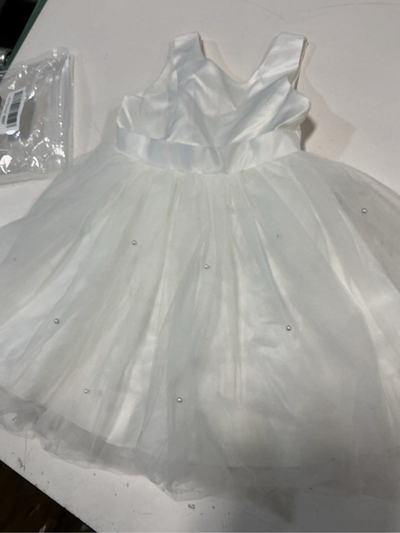 Condition photo showing As Is for JerrisApparel Flower Girls Dress Wedding Satin Dresses Princess Birthday Party Prom Ball Gown 18-24 Months Ivory