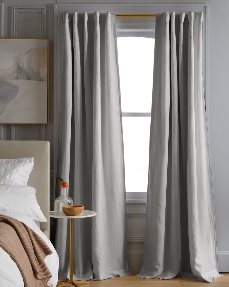 Quince European Linen Room Darkening Curtain - Single Panel size 48x108in 