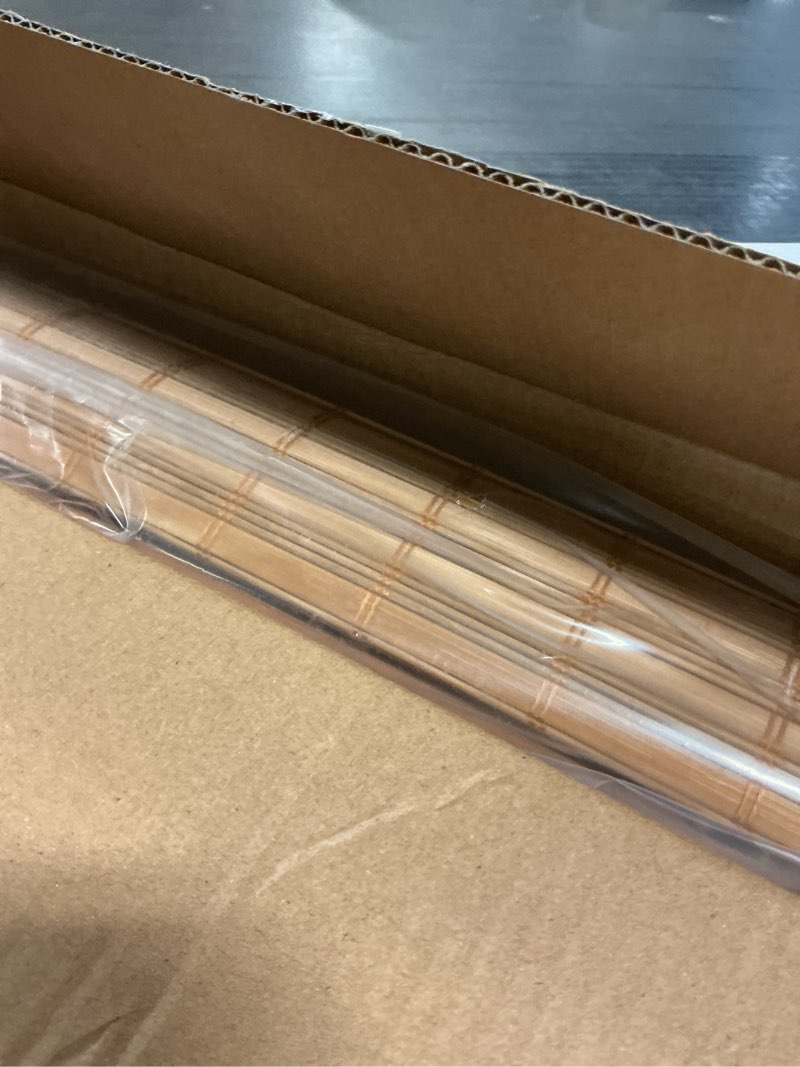 Condition photo showing Good Condition for lazblinds no tools no drill cordless bamboo roman shades, light filtering window treatment, roll up bamboo blinds for window 21'' w x 64'' h, squirrel squirrel 21'' w x 64'' h