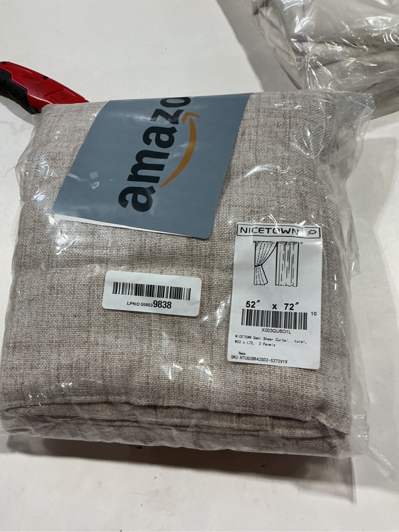 Condition photo showing Good Condition for nicetown semi sheer curtains 72 inches long linen blend, rod pocket & back tab window treatments privacy with light penetration bedroom curtains for loft/villa, natural, w52 x l72, 2 panels linen 52"w x 72"l (pack of 2)