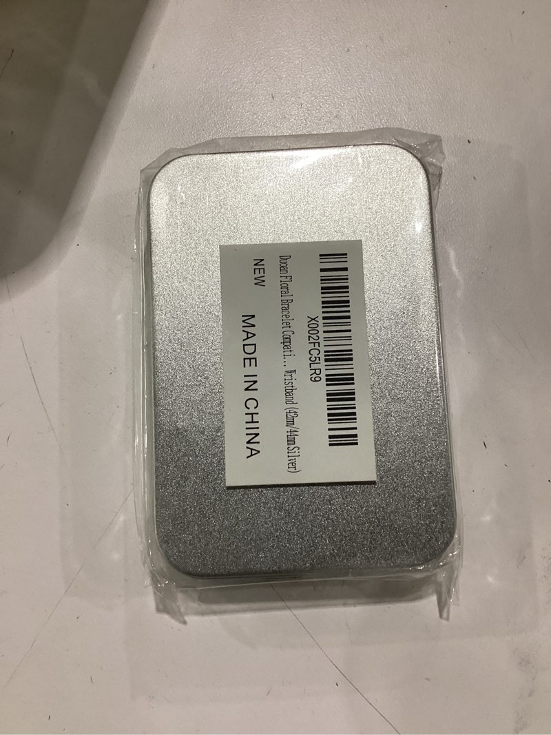 Condition photo showing Good Condition for floral bracelet compatible with apple watch band 42mm 44mm 45mm 46mm 49mm iwatch series 11 10 9 8 7,bling crystal hollow metal strap,cute women dressy jewelry wristband(42/44/45/46/49mm,silver) 44/45/46mm silver