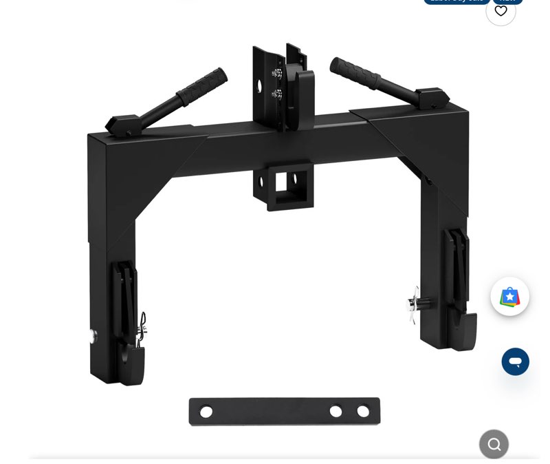 Garvee 3-Point Quick Hitch for Cat 1 & 2 Tractors - 3000 lbs Lift, 2" Receiver, 3" Steel Tubing, Adjustable 15"-18" Level, Black, Easy Install