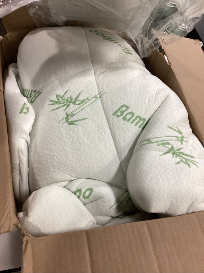 Condition photo showing As Is for Ultra Soft Queen Size Mattress Topper - Viscose Made from Bamboo Pillow Top Mattress Pad for Back Pain Relief - Naturally Cooling for Hot Sleepers, Green Green Queen