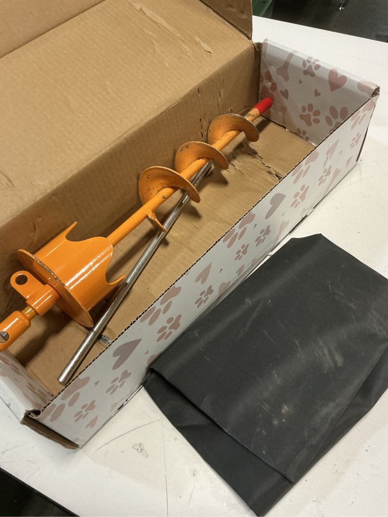 Condition photo showing As Is for dog stakes for outside heavy duty hold up to 350lbs large dogs tie out tether leash chain for yard screw in ground anchors set 17 inch with buffer rope 17in (only stack) orange