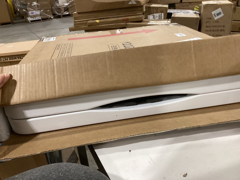 Condition photo showing Good Condition for 4ft folding table, portable fold-in-half adjustable height utility table for indoor/outdoor use, durable hdpe & steel, stable & lightweight, multi-purpose, white