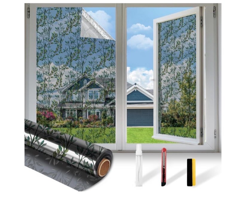 Countewol Upgraded Window Privacy Film One Way Daytime Privacy Static Cling Sun Blocking Anti UV Ref