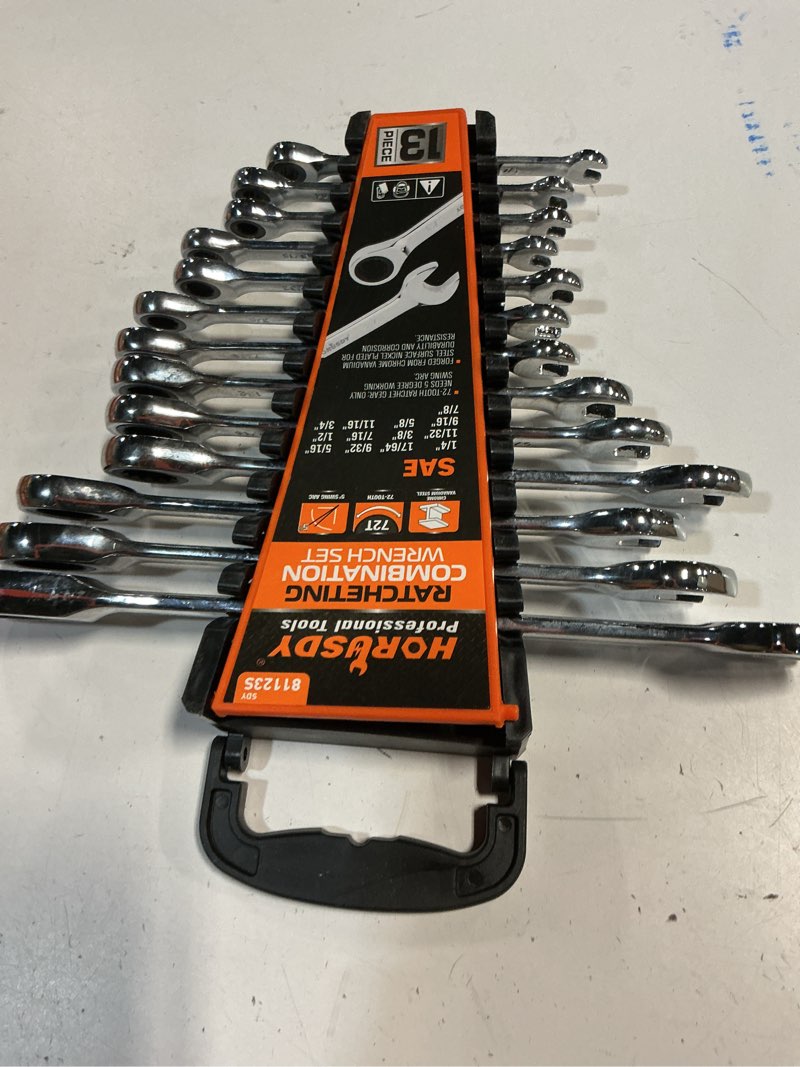 Condition photo showing New/Like New for horusdy 13-piece sturdy ratcheting wrench set | sae 1/4''–7/8'' | max torque ratchet combination wrenches set with storage rack | 72-tooth | chrome vanadium steel sae 13-piece