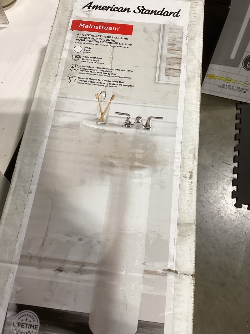 Condition photo showing Good Condition for American Standard Mainstream Vitreous china Traditional White Pedestal Sink Combo