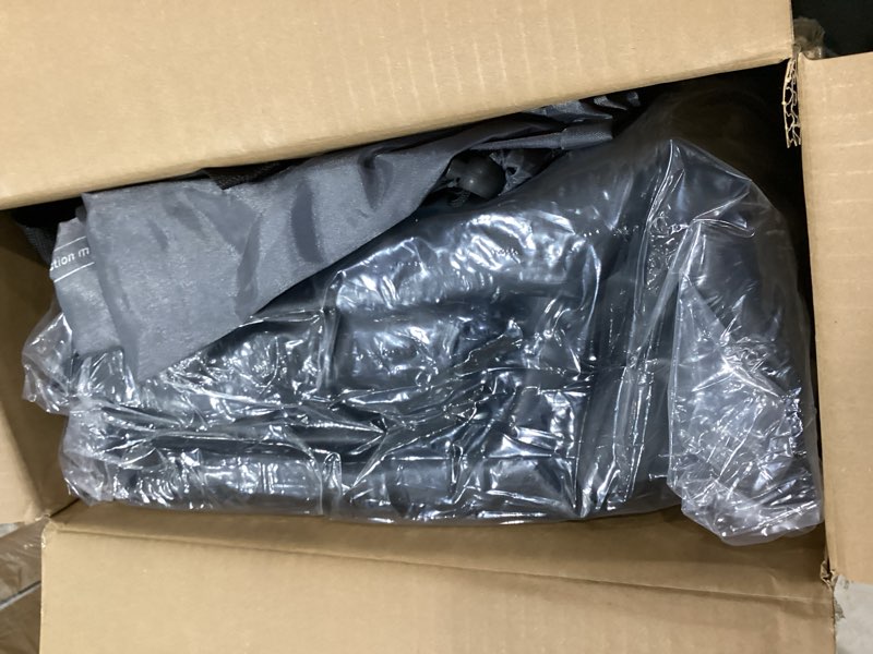 Condition photo showing Good Condition for twin air mattress with built-in pump, 18” raised blow up mattress - 500 lbs max honeycomb design, 3-min inflation, waterproof velvety top, ideal for home, guests & camping, colchon inflable gray top with18" black base twin