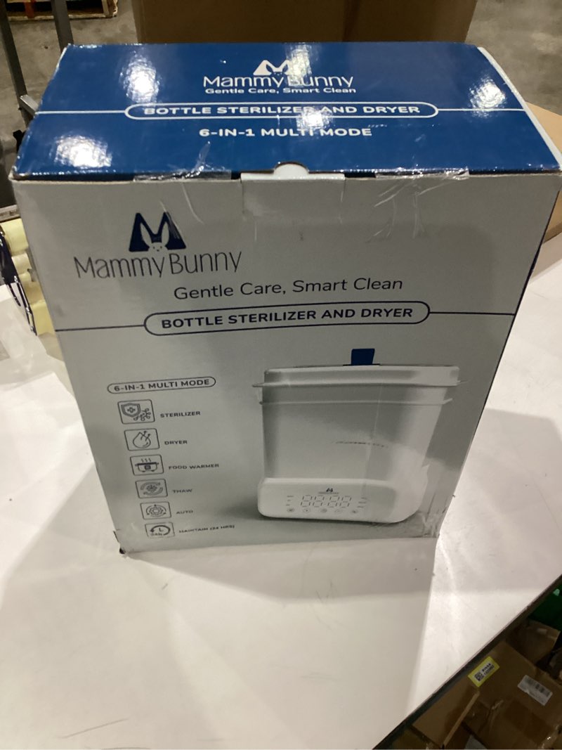 Condition photo showing New/Like New for Mammy Bunny 3-in-1 Baby Bottle Sterilizer and Dryer – 6 Smart Modes with Fast Drying, Food Warmer & Storage – Fits 6–8 Bottles, Pacifiers & Pump Parts – BPA-Free